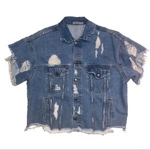 Carmar Short Sleeve Cropped Denim Jacket